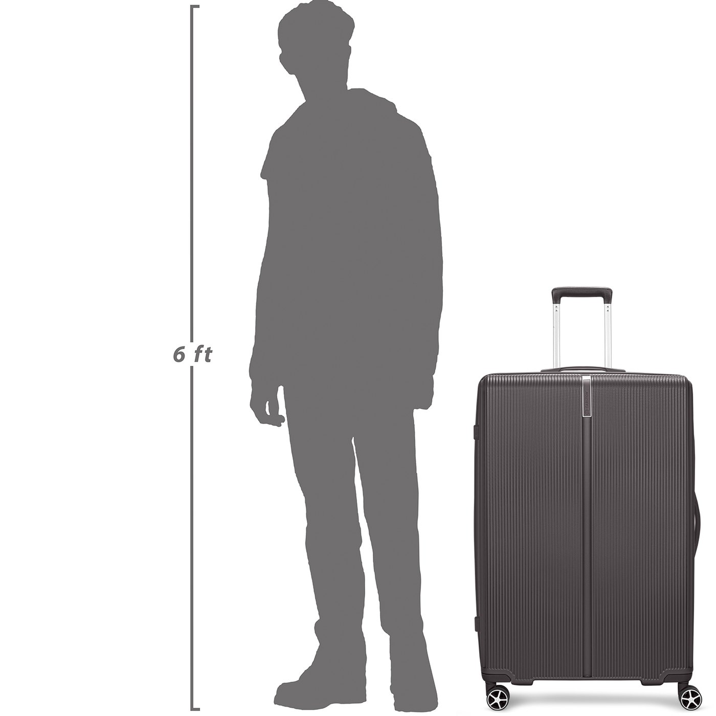 Carlton Boston in Brown — beside a 6 ft figure
