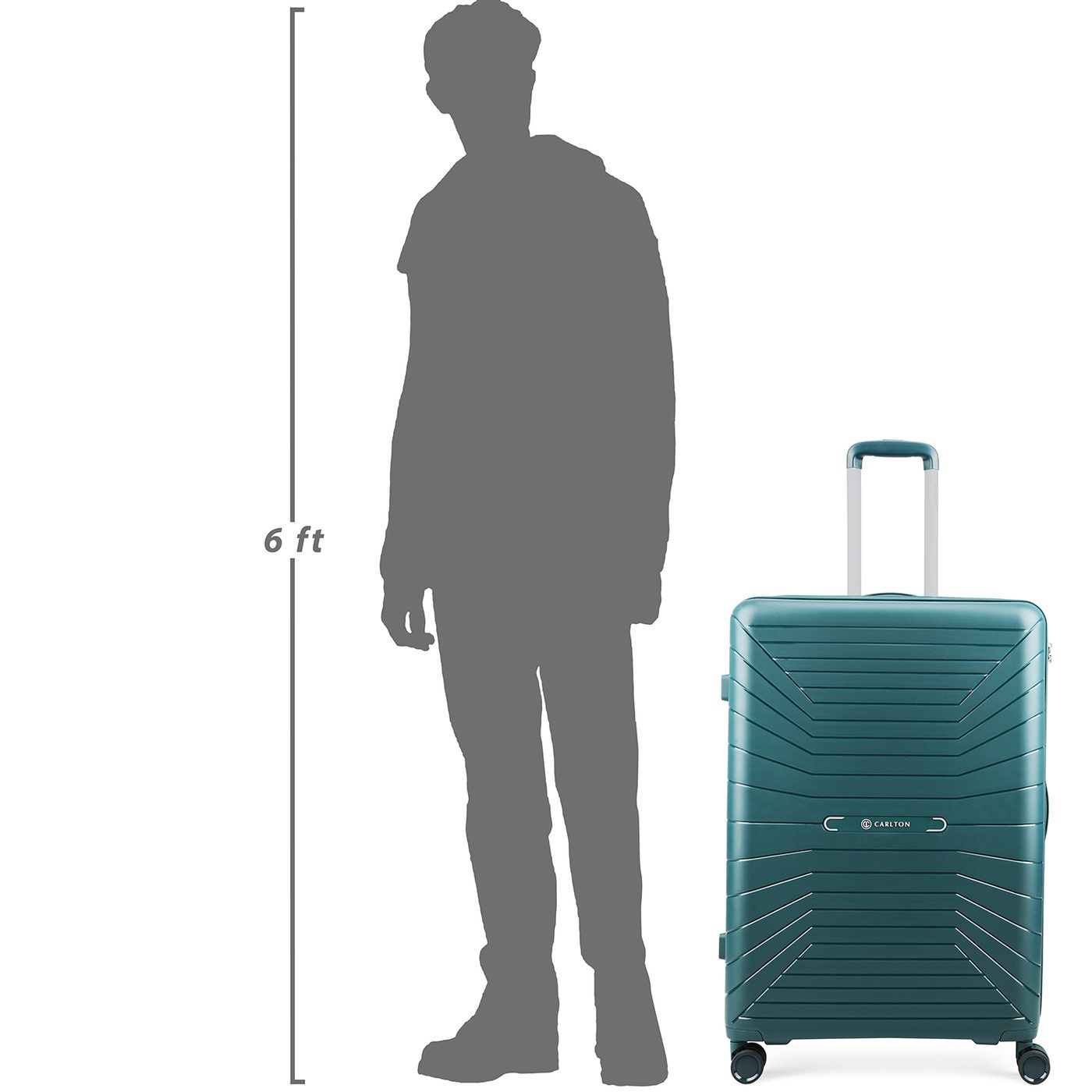 Carlton Carnival Plus in Green — beside a 6 ft figure