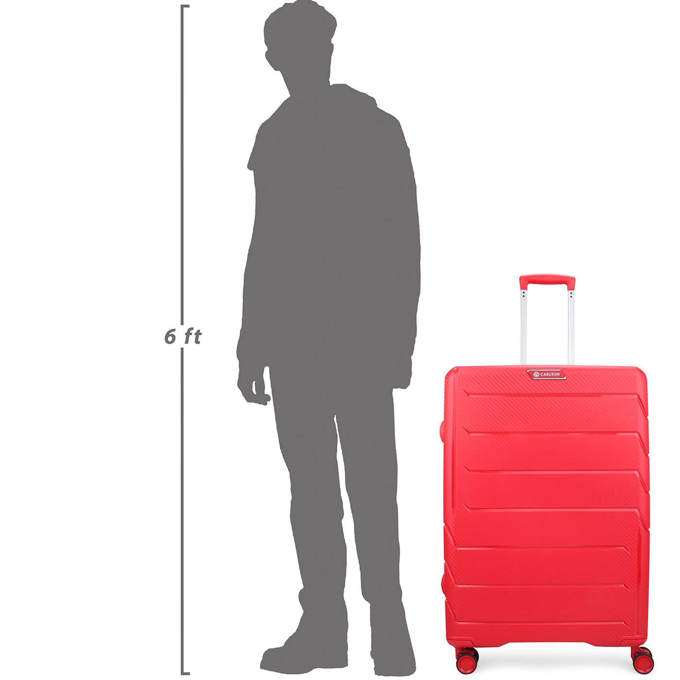 Carlton Chroma Active in Red — beside a 6 ft figure