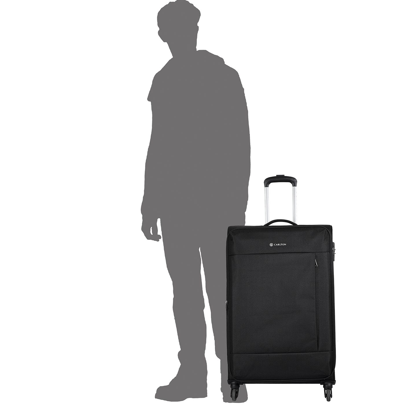 Carlton Elante in Black — beside a 6 ft figure