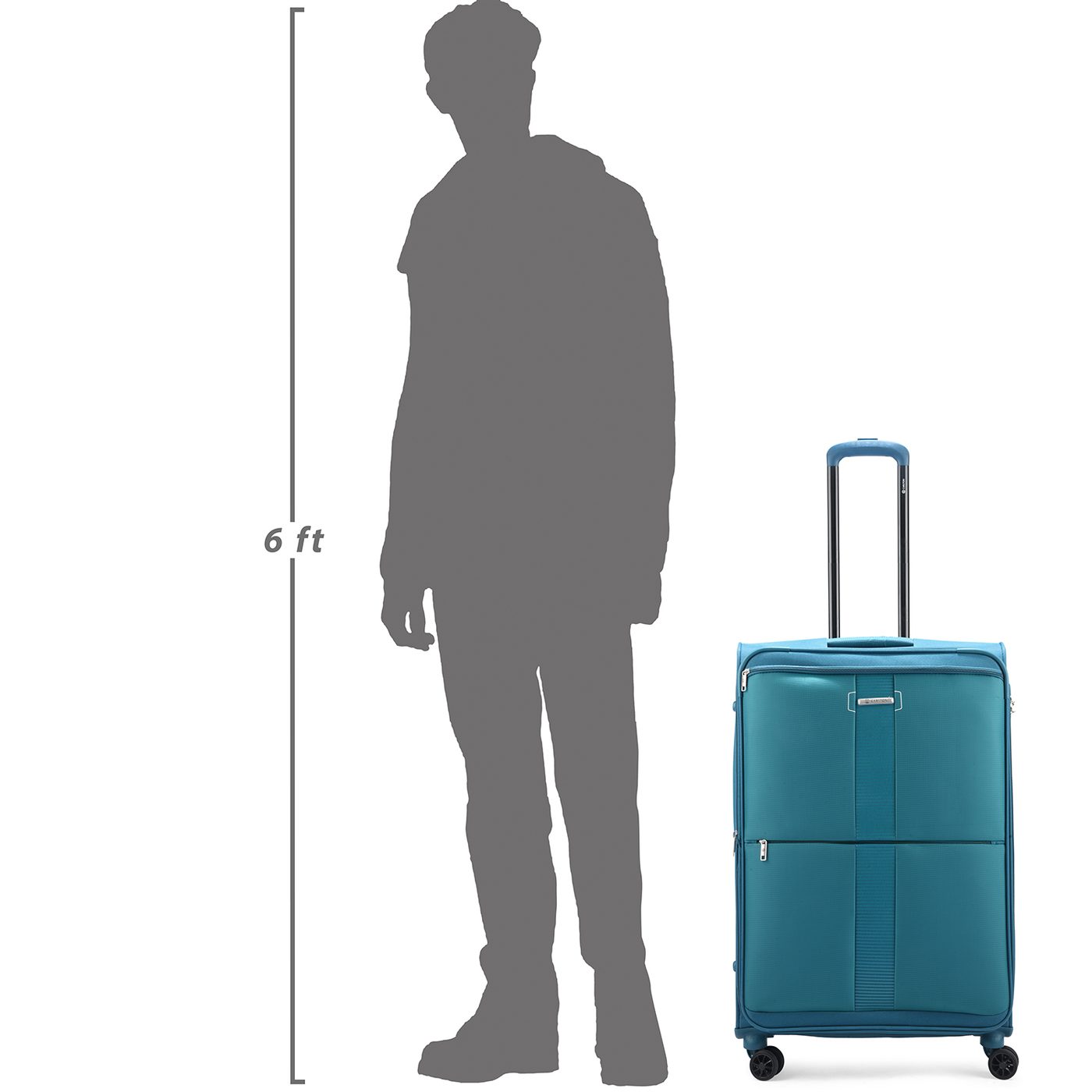 Carlton Newbury Plus in Corsair — beside a 6 ft figure