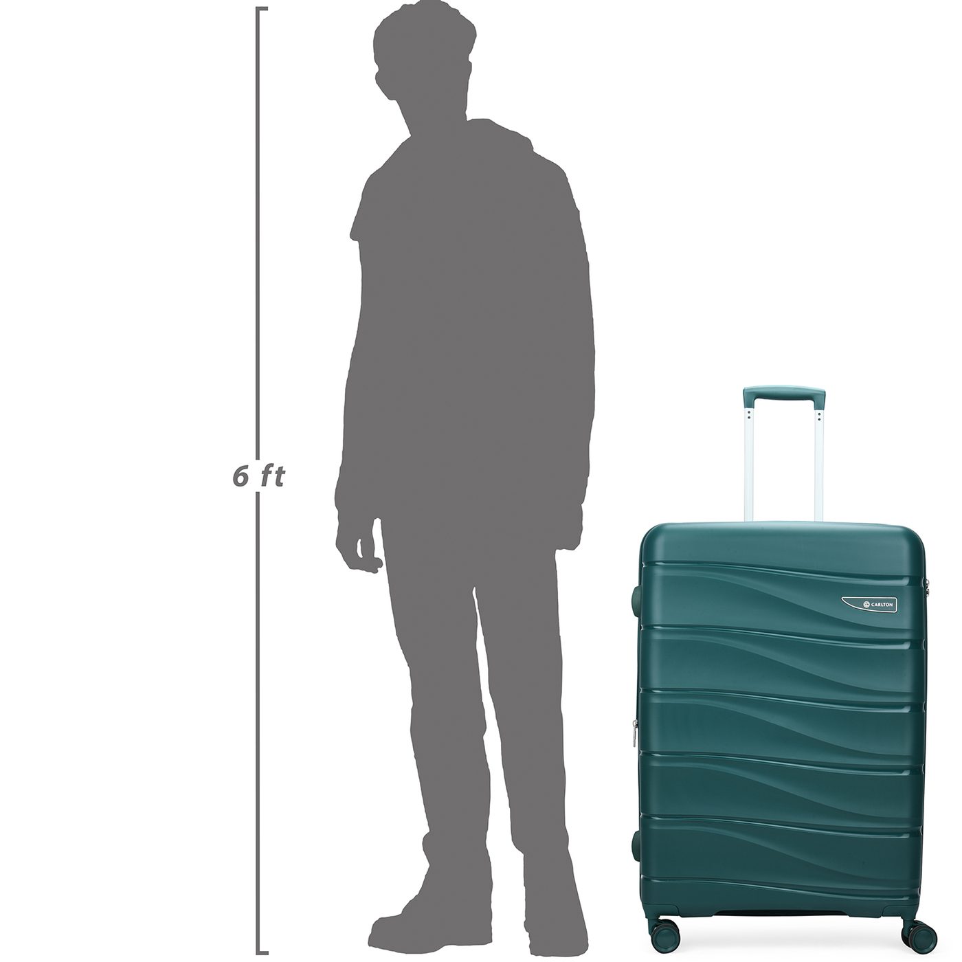 Carlton Olympus Active in Green — beside a 6 ft figure
