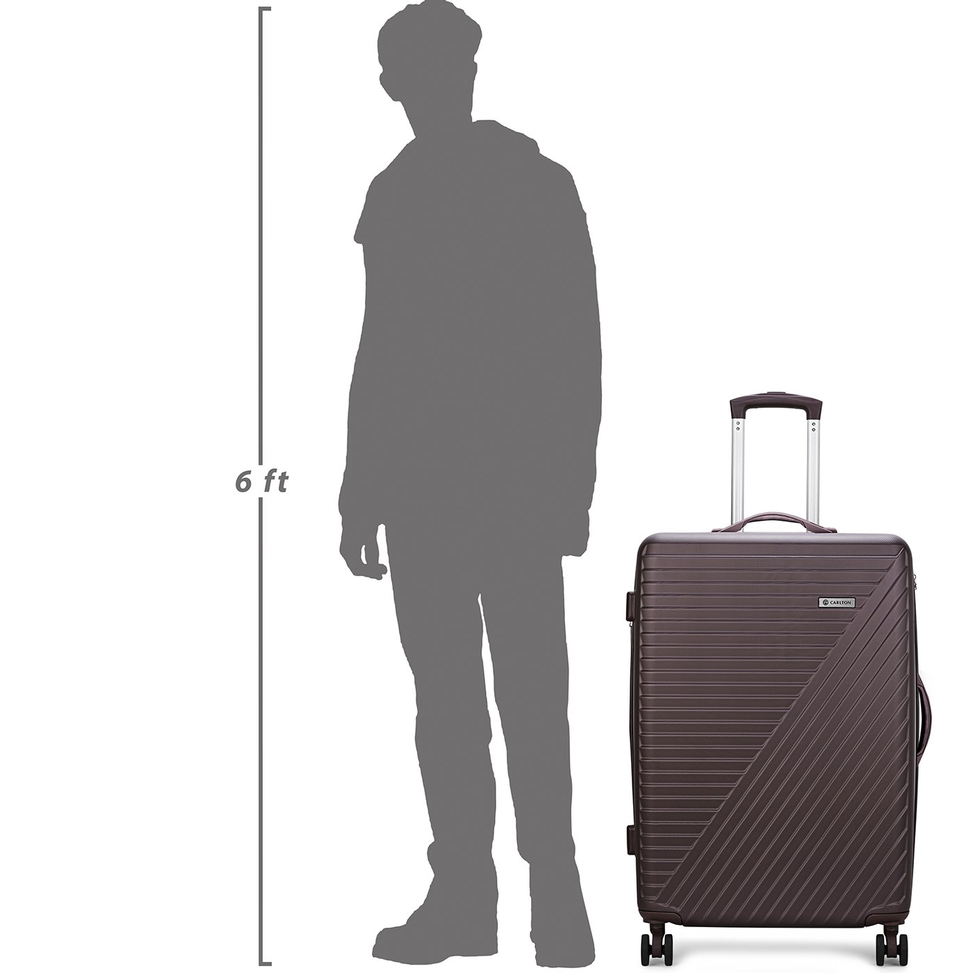 Carlton Zulu in Brown — beside a 6 ft figure